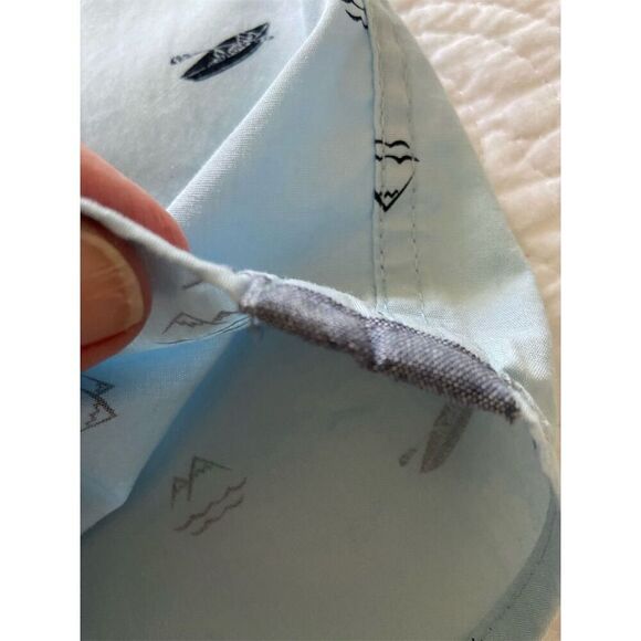 American Threads Men's L Blue Graphic Print Canoes Mountains Button-Up Shirt​ - Picture 8 of 12